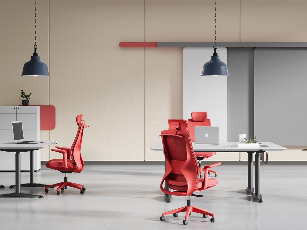 Améliorez votre espace de travail à dos élevé Chaise de bureau en maille rouge exécutive avec support lombaire
