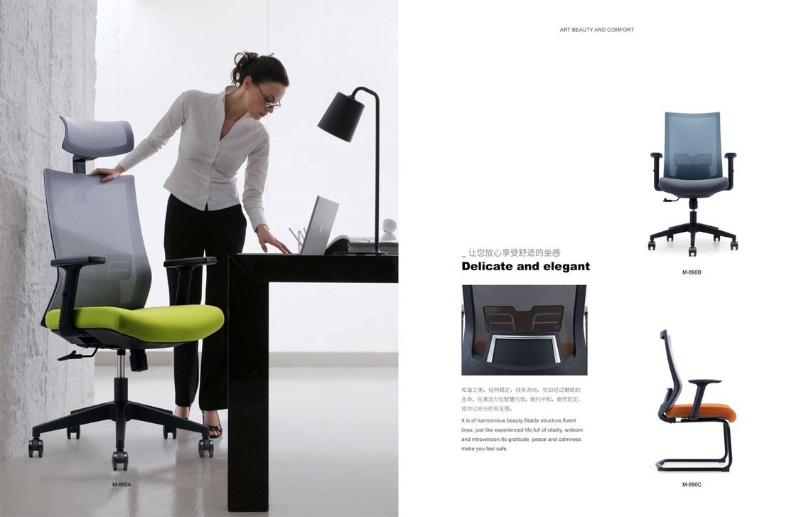 Chaise en maille de bureau réglable avec accoudoir et appuie-tête pour un design ergonomique moderne à dos haut