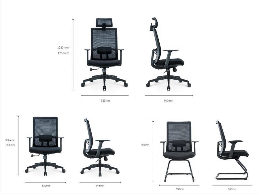 Chaise de bureau pivotante avec appuie-tête et support ergonomique