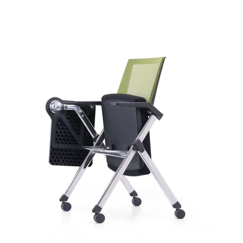 Chaise d'entraînement pliable en maille de bureau avec bloc-notes et tablette pour une fonction complète