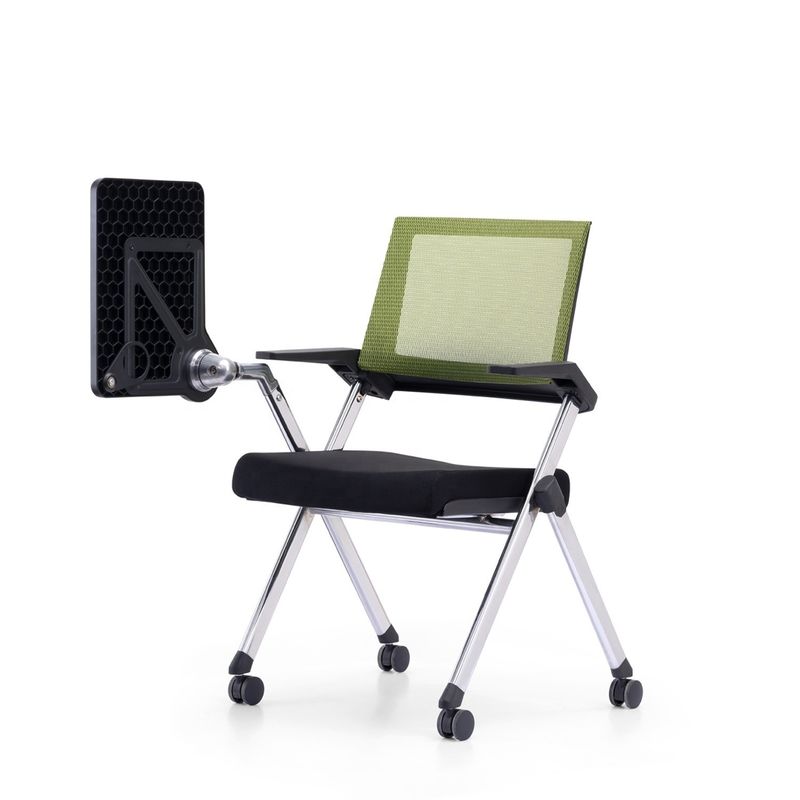 Chaise d'entraînement pliable en maille de bureau avec bloc-notes et tablette pour une fonction complète