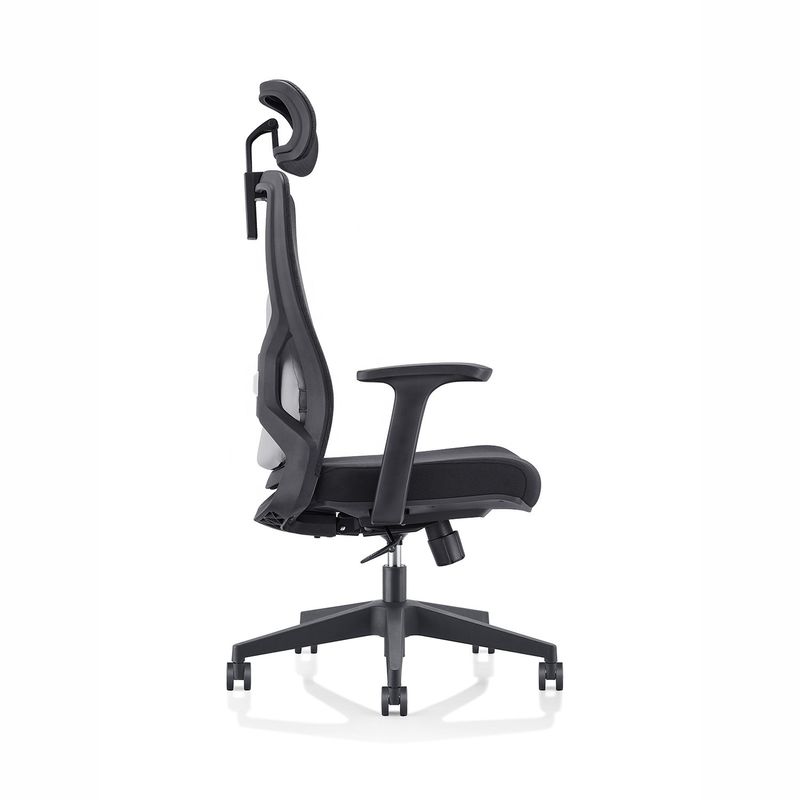 Chaise de bureau en tissu en maille noire haute avec support lombaire et certificat standard BIFMA