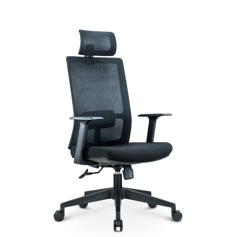 Chaise en maille pivotante noire ergonomie réglable en hauteur avec soutien du dos et de la tête OEM ODM