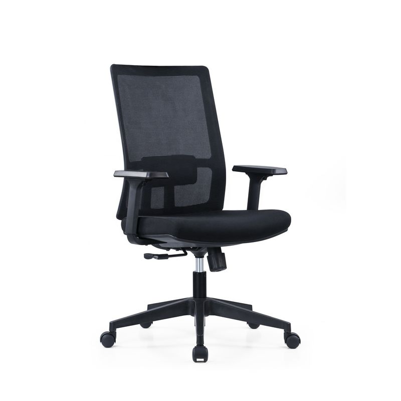 Chaise d'ordinateur de bureau tournante ergonomique à bras 2D avec support lombaire et tissu en maille