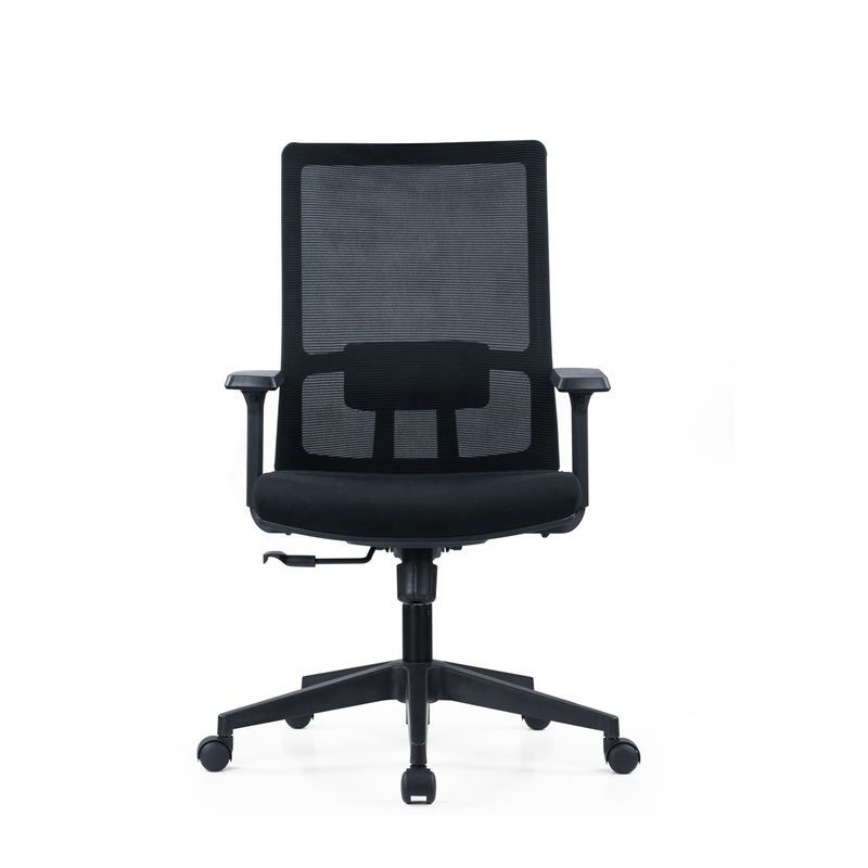 Chaise d'ordinateur de bureau tournante ergonomique à bras 2D avec support lombaire et tissu en maille