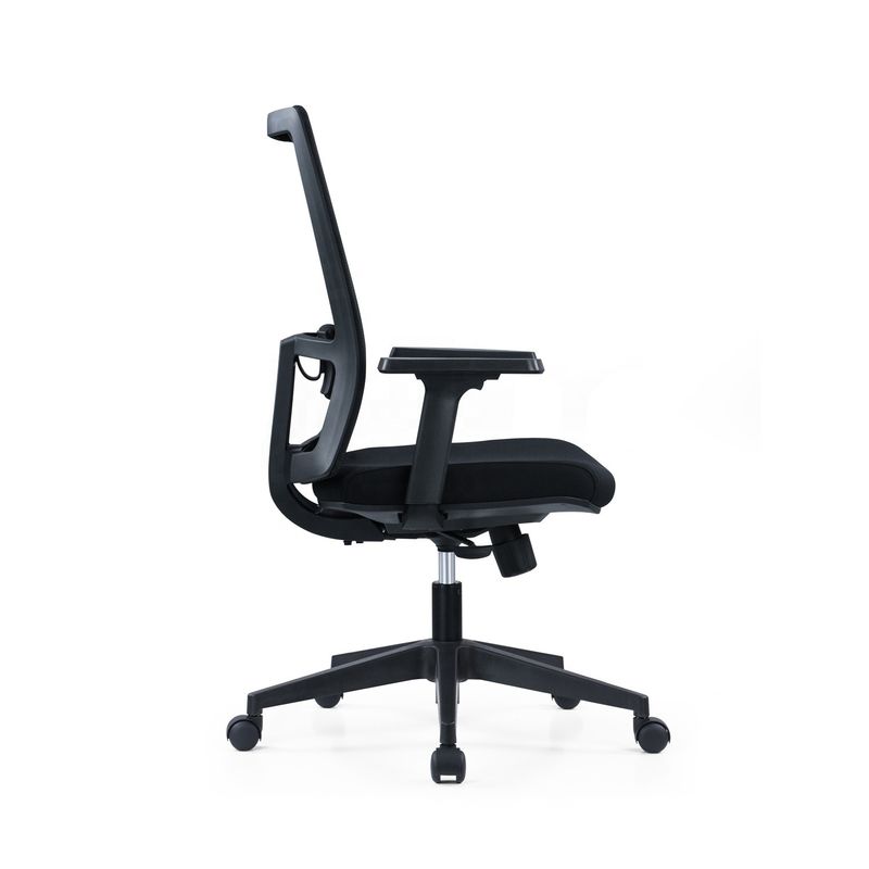 Chaise d'ordinateur de bureau tournante ergonomique à bras 2D avec support lombaire et tissu en maille