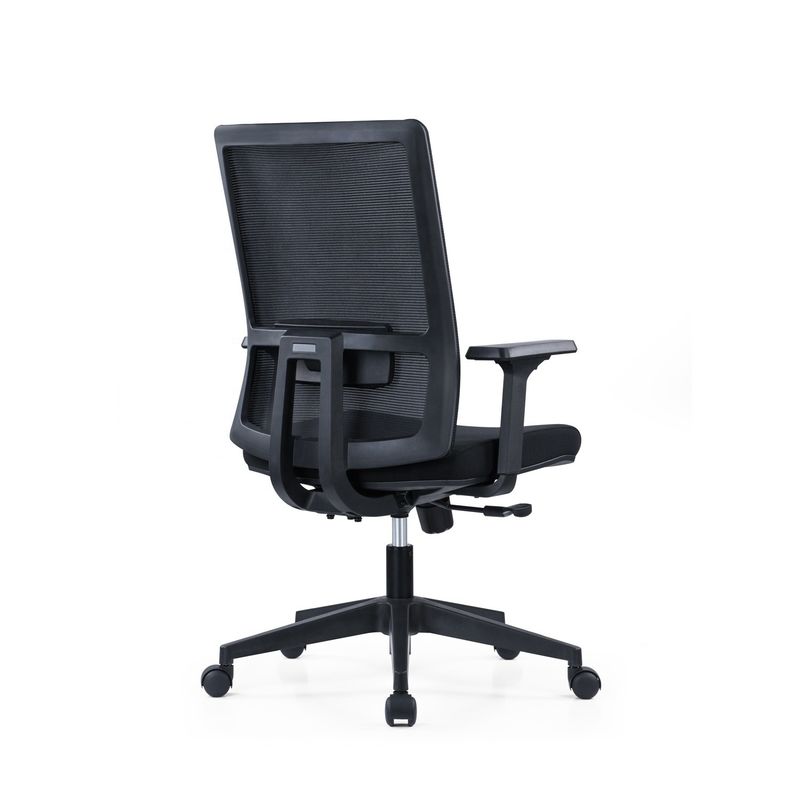 Chaise d'ordinateur de bureau tournante ergonomique à bras 2D avec support lombaire et tissu en maille