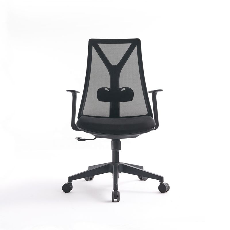 Chaise d'ordinateur de bureau en acier inoxydable de type métallique avec support lombaire et conception tournante