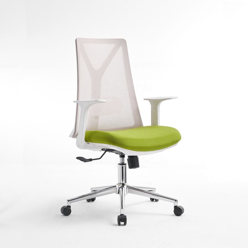 Chaise d'ordinateur de bureau en acier inoxydable de type métallique avec support lombaire et conception tournante