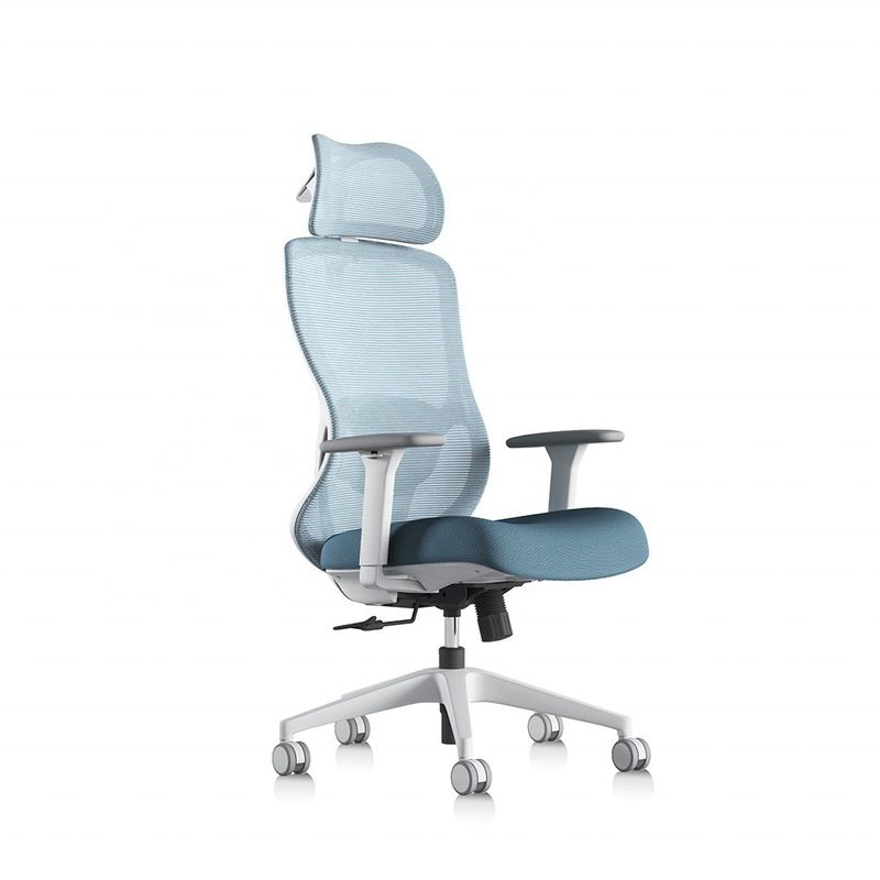 Chaise pivotante réglable haute arrière avec accoudoir 3D et coussin confortable