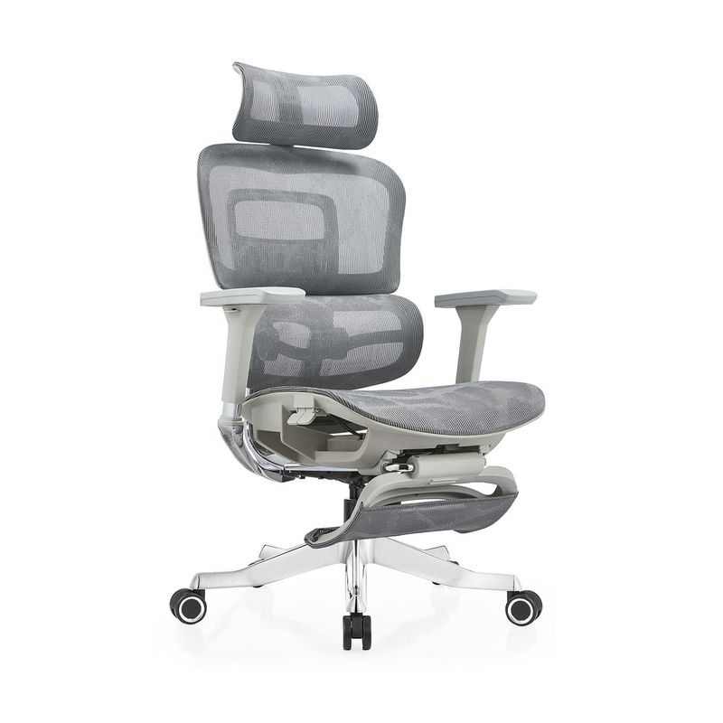 Chaise de bureau grise réglable en hauteur pleine maille pour un mouvement facile et un travail confortable