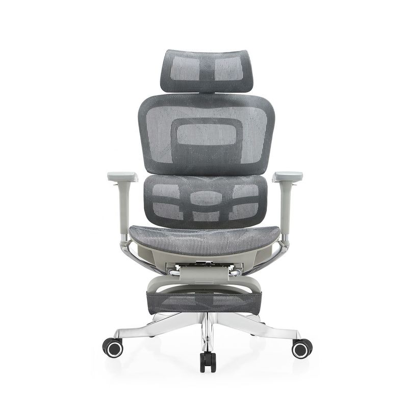 Chaise de bureau grise réglable en hauteur pleine maille pour un mouvement facile et un travail confortable