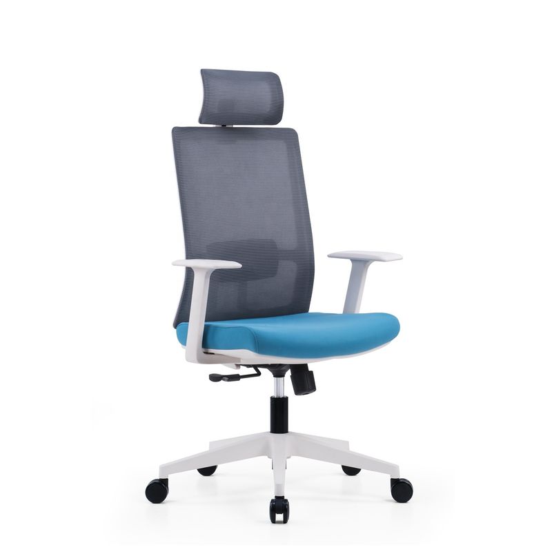 Bureau de bureau en tissu pivotant Chaise de gestionnaire blanche avec dossier en maille 580*640*1150-1250mm