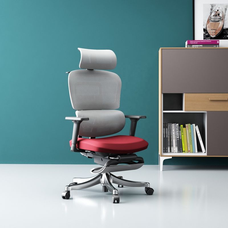 Chaise en maille ergonomique avec repose-pieds et dos réglables en noir