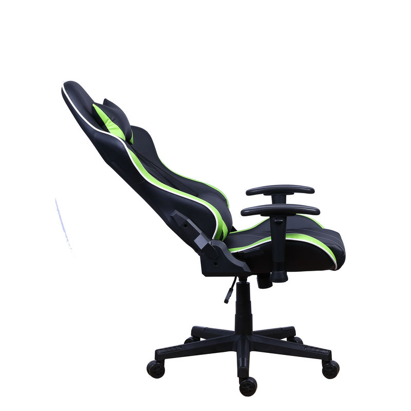 Chaise de joueur reclinable en cuir en PU Castors avec barre lumineuse LED Chaise de jeu RGB