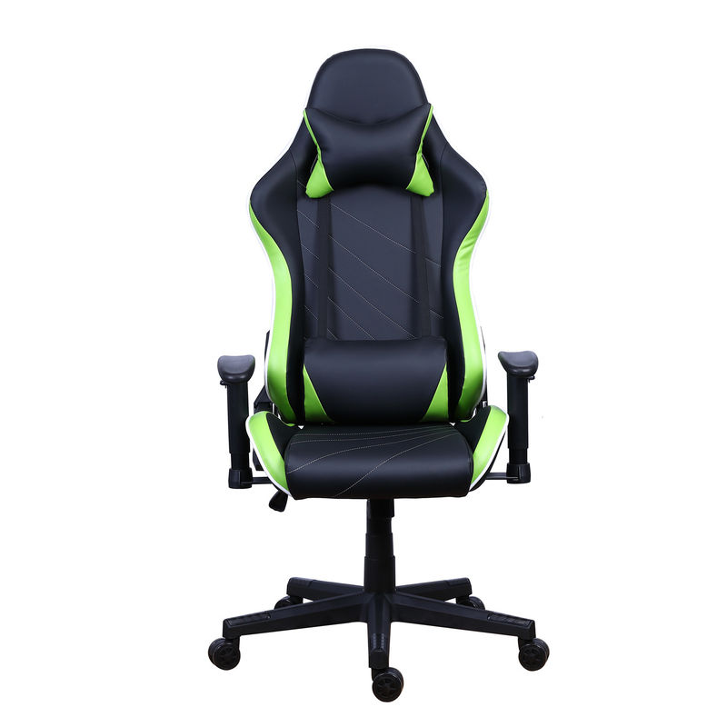 Chaise de joueur reclinable en cuir en PU Castors avec barre lumineuse LED Chaise de jeu RGB