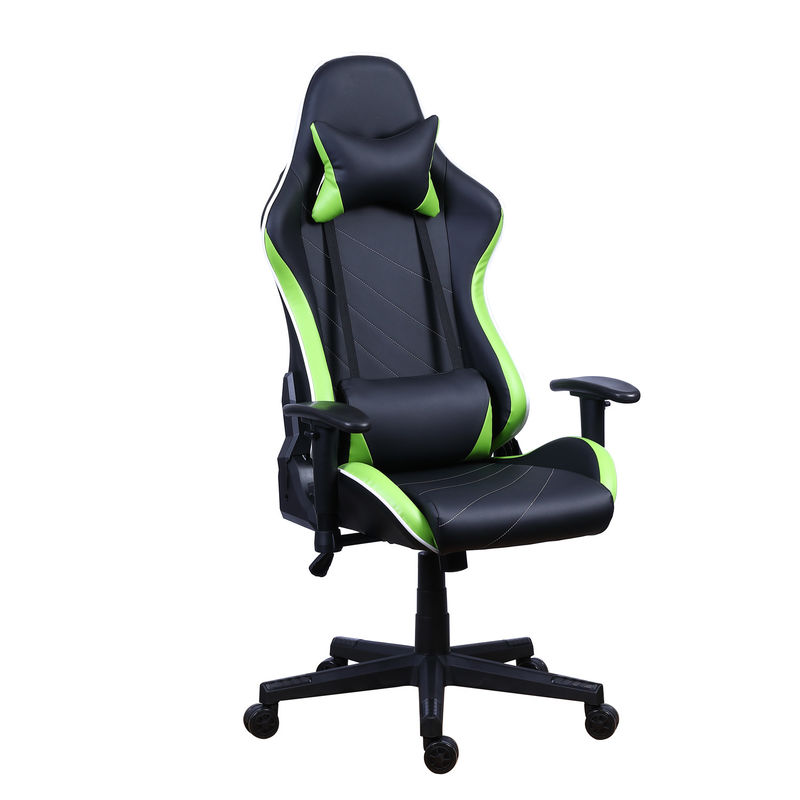 Chaise de joueur reclinable en cuir en PU Castors avec barre lumineuse LED Chaise de jeu RGB