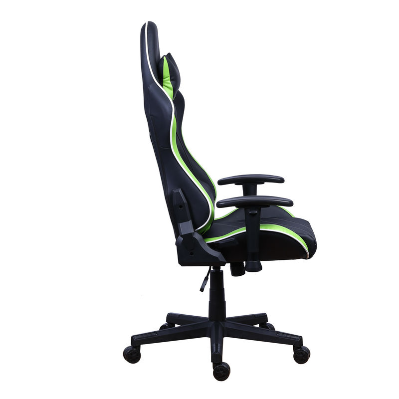 Chaise de joueur reclinable en cuir en PU Castors avec barre lumineuse LED Chaise de jeu RGB