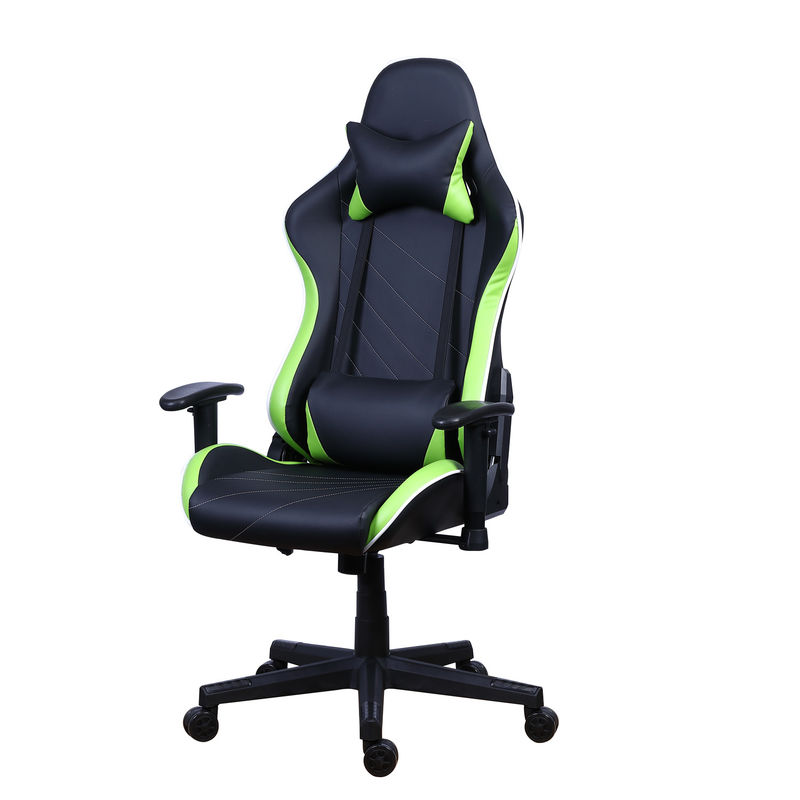 Chaise de joueur reclinable en cuir en PU Castors avec barre lumineuse LED Chaise de jeu RGB