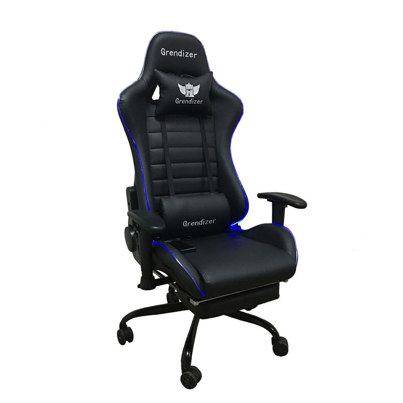 Chaise de jeu RGB en cuir synthétique avec fonction de massage, lumières RGB et grand confort