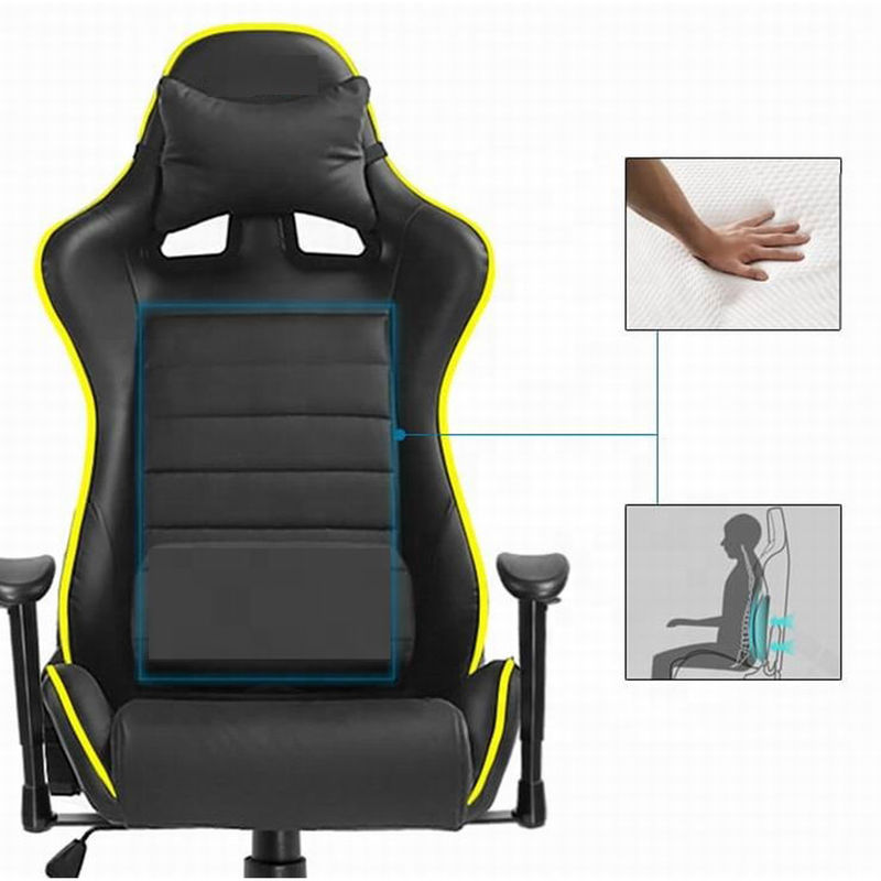 Chaise de jeu RGB en cuir synthétique avec fonction de massage, lumières RGB et grand confort