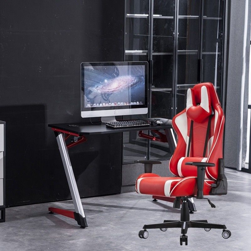 Chaise de sport électronique confortable tournante professionnelle en cuir en PU blanc Chaise de jeu de course