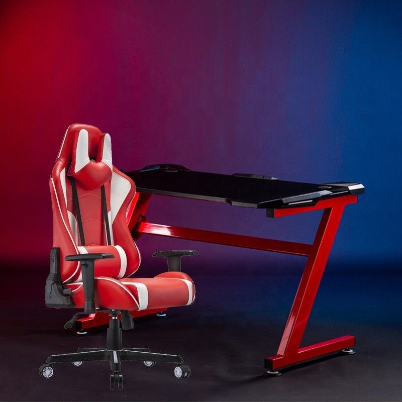 Chaise de sport électronique confortable tournante professionnelle en cuir en PU blanc Chaise de jeu de course