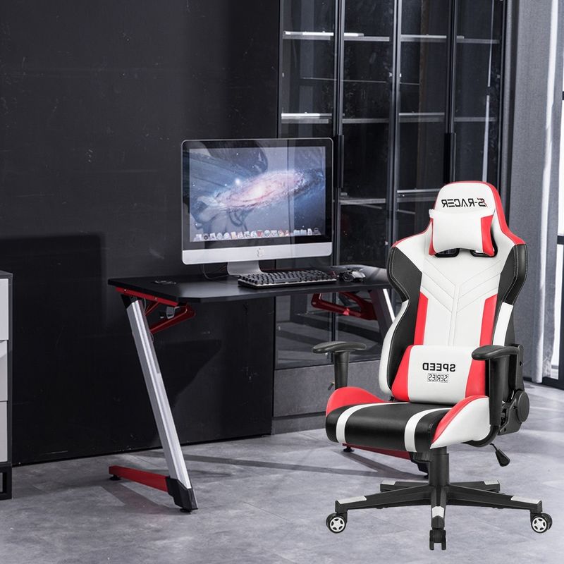 Chaise de jeu de course en cuir en PU blanc confortable pour des performances professionnelles en e-sports