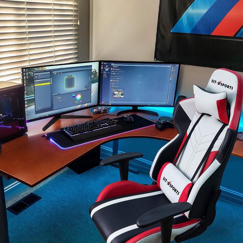 Chaise de jeu de course en cuir en PU blanc pour un jeu confortable au bureau/à la maison/à l'appartement