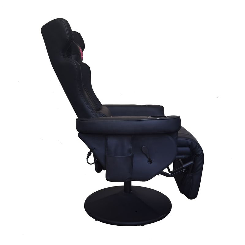 Chaise de jeu de bureau avec porte-coupe et haut-parleurs Bluetooth en cuir PU de style de course