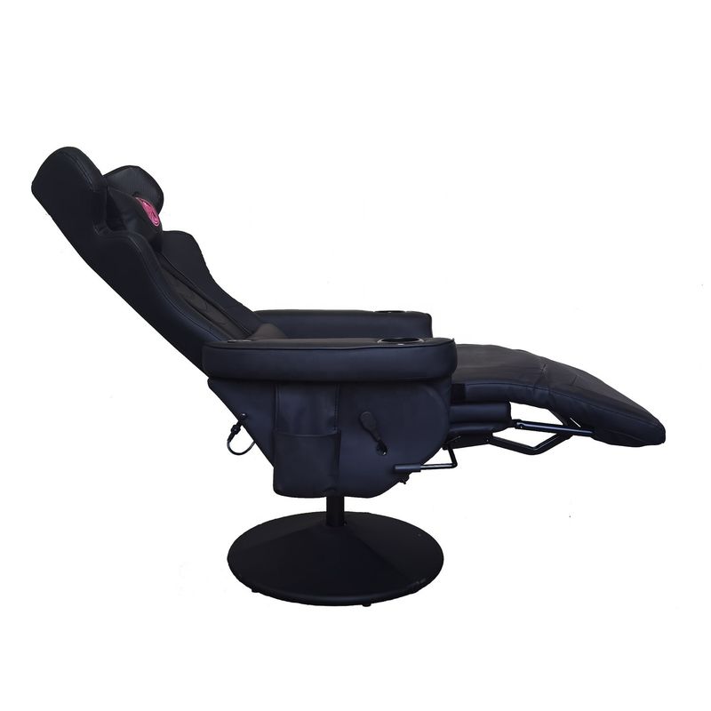 Chaise de jeu de bureau avec porte-coupe et haut-parleurs Bluetooth en cuir PU de style de course