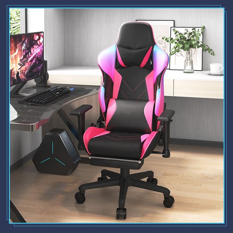 La lumière et la couleur coulissantes en cuir PU de luxe Chaise de jeu de course pour le joueur d'ordinateur