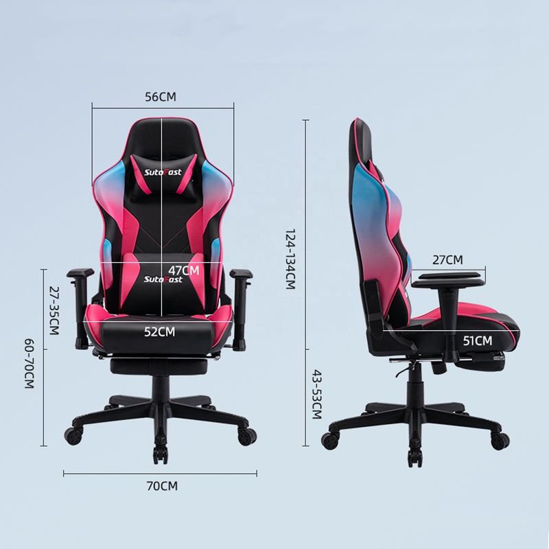 La lumière et la couleur coulissantes en cuir PU de luxe Chaise de jeu de course pour le joueur d'ordinateur