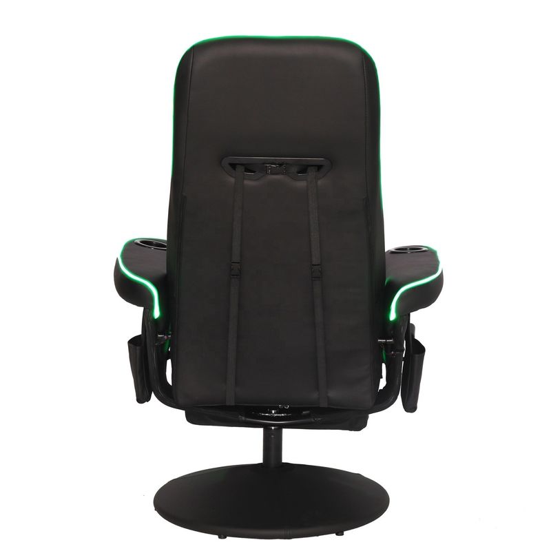 Couchette de jeu de luxe en noir/bleu de style de course avec éclairage LED et repose-pieds