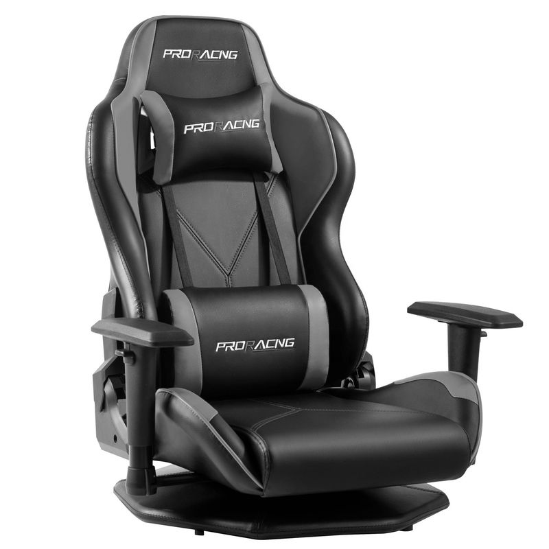 HCYZ Chaise de jeu d'ordinateur en cuir en PVC gris avec conception rotative abordable et durable