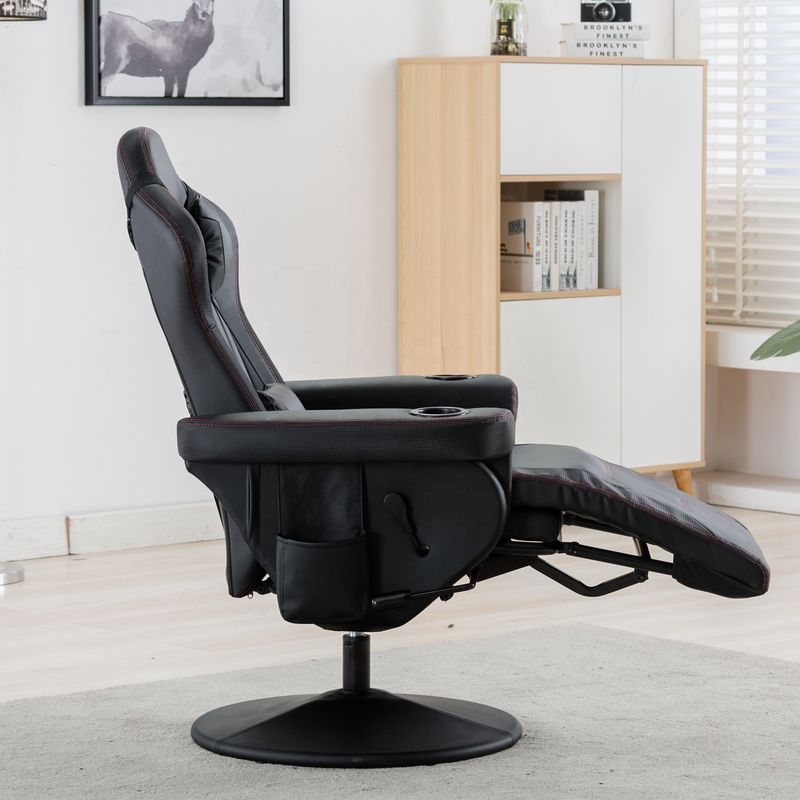 Chaise de jeu de style de course blanche Bureau exécutif Siège pivotant avec porte-coupe et repose-pieds