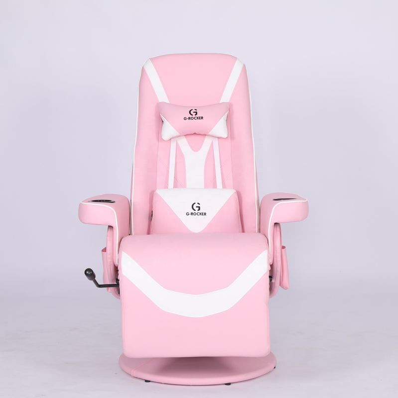 Chaise de bureau spéciale Chaise de jeu de luxe avec porte-coupe en cuir rose de sport