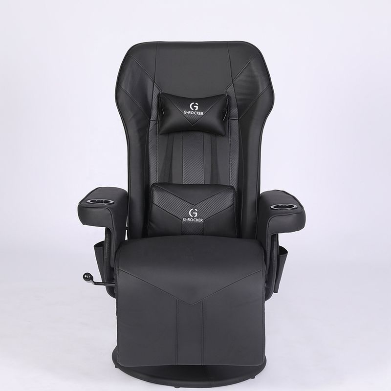 Chaise de bureau/de jeu à domicile avec porte-coupe et repose-pieds en cuir blanc de course