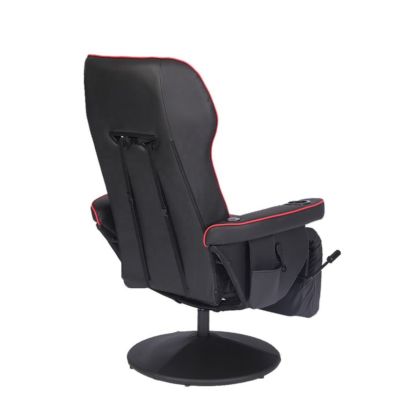 Chaise de bureau/de jeu à domicile avec porte-coupe et repose-pieds en cuir blanc de course