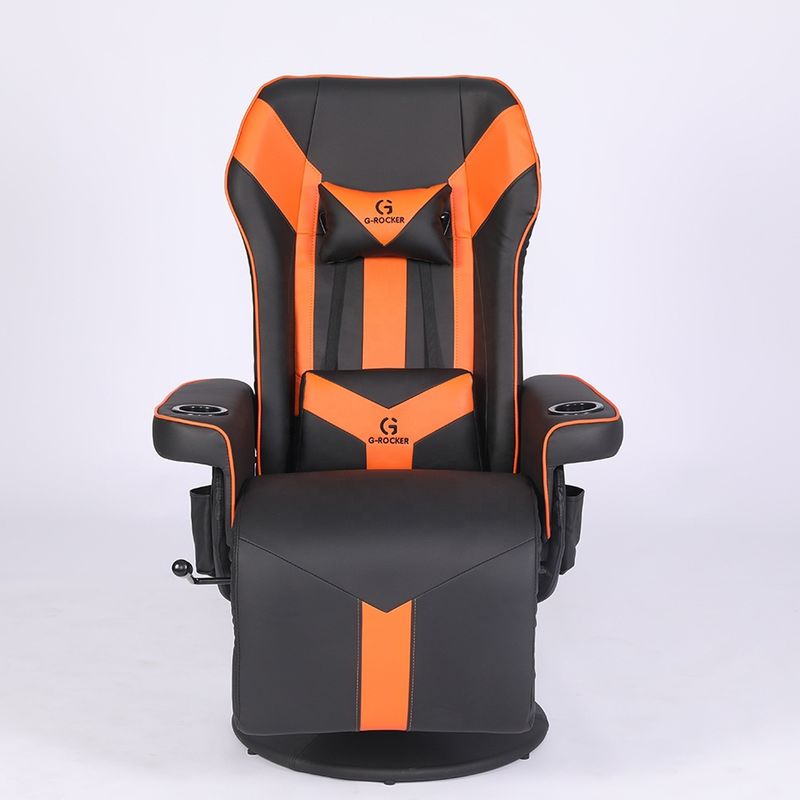 Chaise de bureau/de jeu à domicile avec porte-coupe et repose-pieds en cuir blanc de course