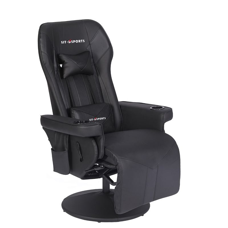 Chaise de course en cuir avec support de tasse et repose-pieds