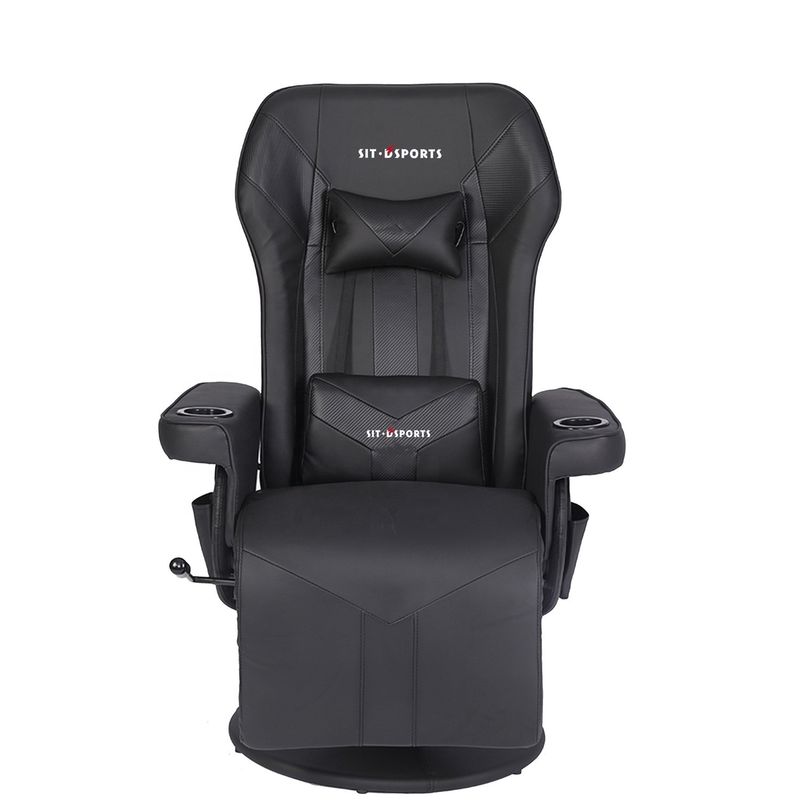 Chaise de course en cuir avec support de tasse et repose-pieds