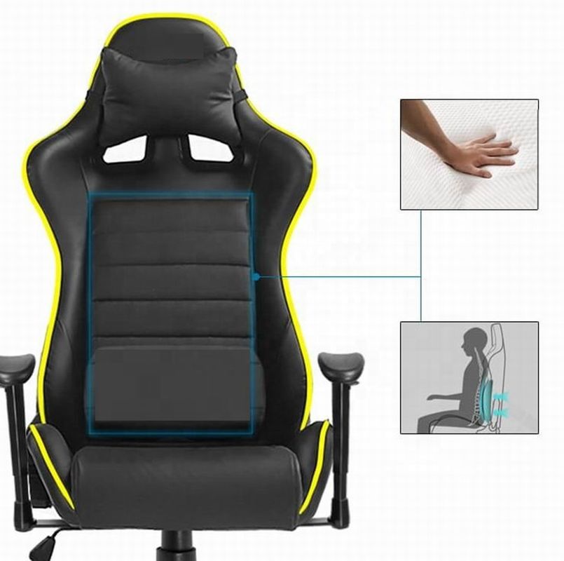 HCYZ RGB LED Light PC Gamer Chair avec dossier réglable 90-180 et fonction de massage