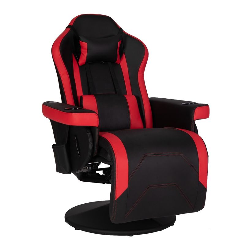 Chaise de jeu de luxe ODM avec porte-gobelets style de course rouge siège en cuir ergonomique canapé de bureau pivotant