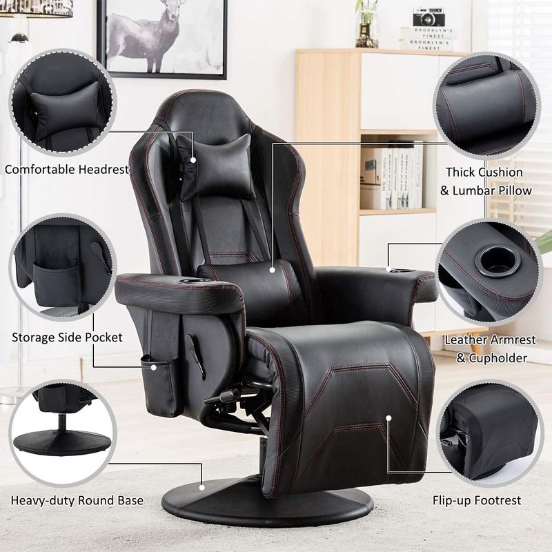 Chaise de jeu de luxe ODM avec porte-gobelets style de course rouge siège en cuir ergonomique canapé de bureau pivotant