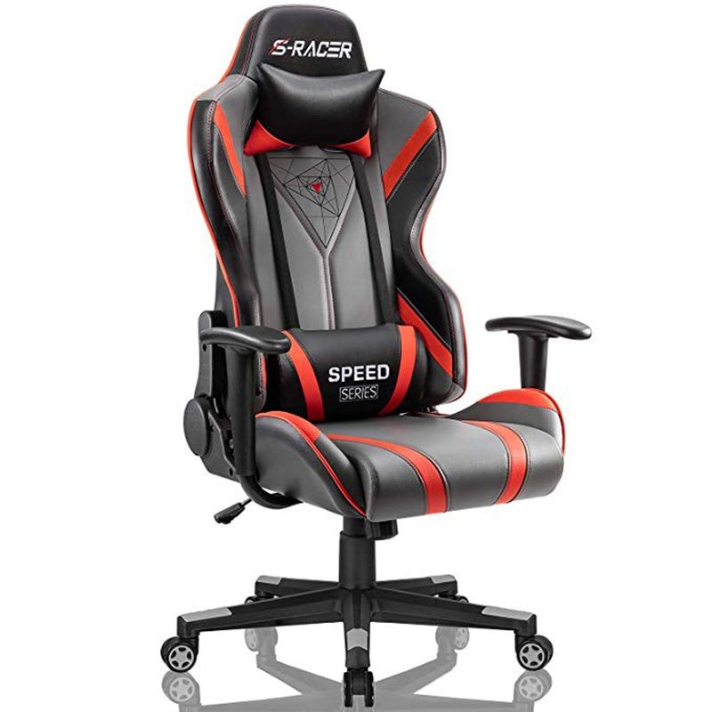 Chaise de jeux d'ordinateur en cuir PU Chaise de bureau de course Chaise de jeux