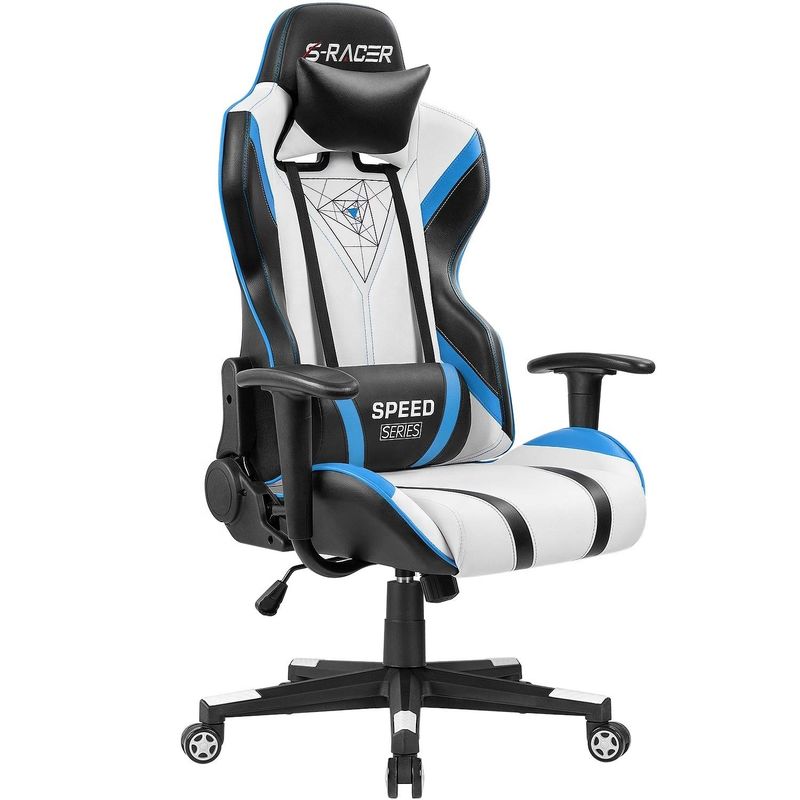 Chaise de jeux d'ordinateur en cuir PU Chaise de bureau de course Chaise de jeux