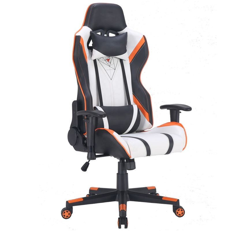 Chaise de jeux d'ordinateur en cuir PU Chaise de bureau de course Chaise de jeux