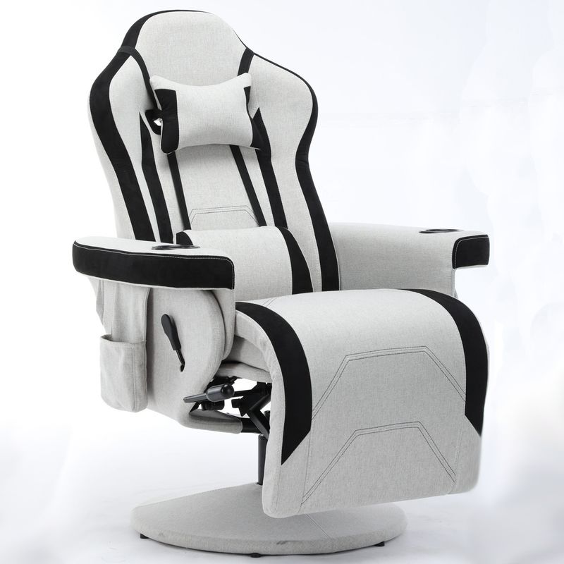 Chaise de jeu avec porte-gobelets rose style de course en cuir siège ergonomique canapé pivotant pour la maison